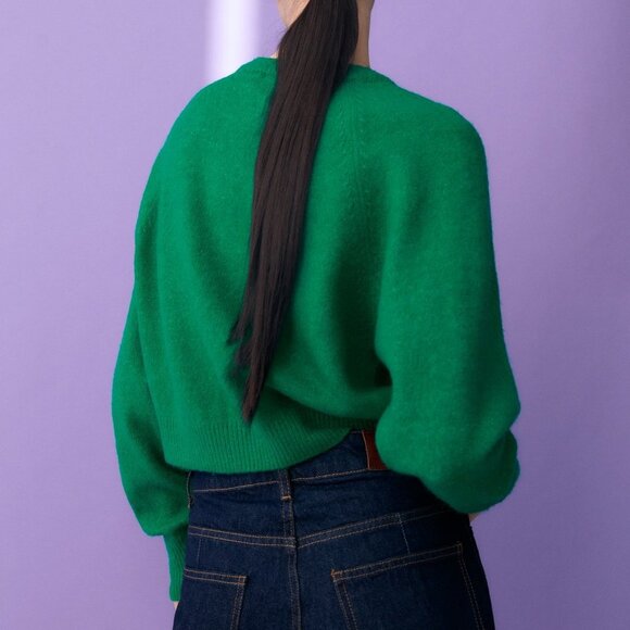 Green Zara Wool-Mix Bead Embellished Cropped Button-Front Sweater Cardigan (NWT) - Picture 6 of 10